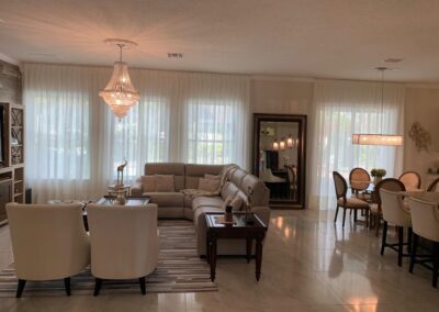 Pinch Pleat Wave Drapes - Living room & kitchen area
