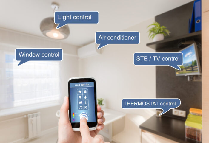 Remote home control system on a smart phone.